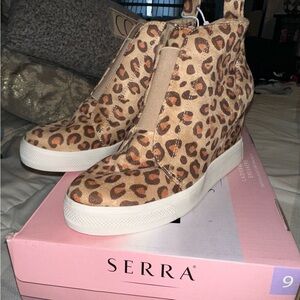 Serra Women's Tan Leopard High-Top Sneakers